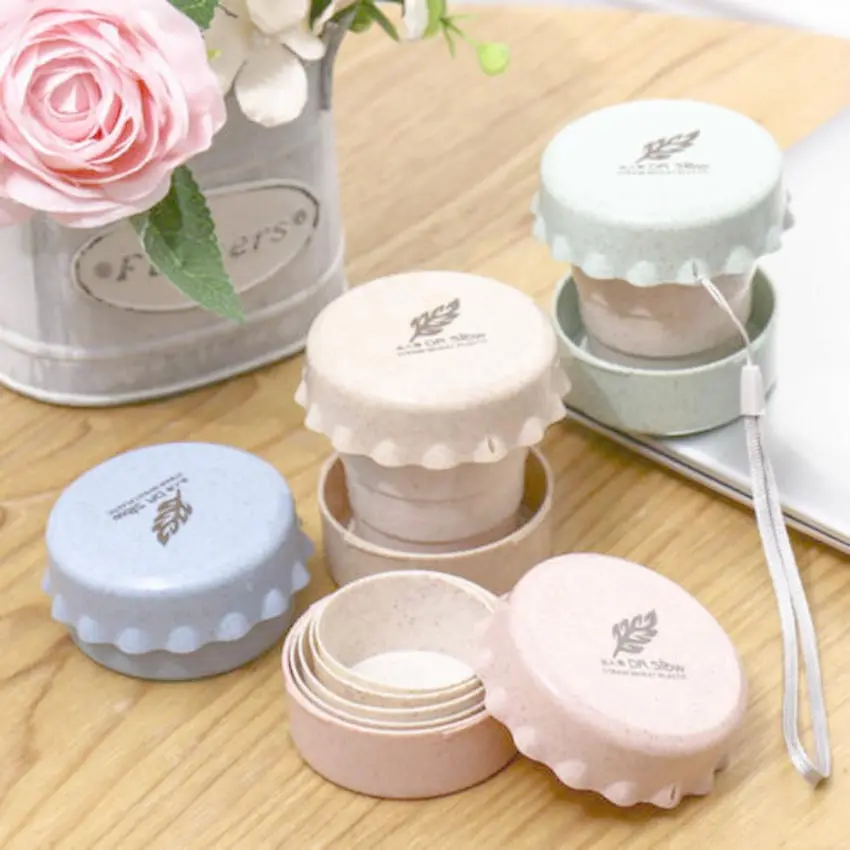 

130ml Travel Portable Creative Mini Folding Termos coffee Cups Wheat Telescopic Cup With Lid Outdoor Travel Wash Water Mug