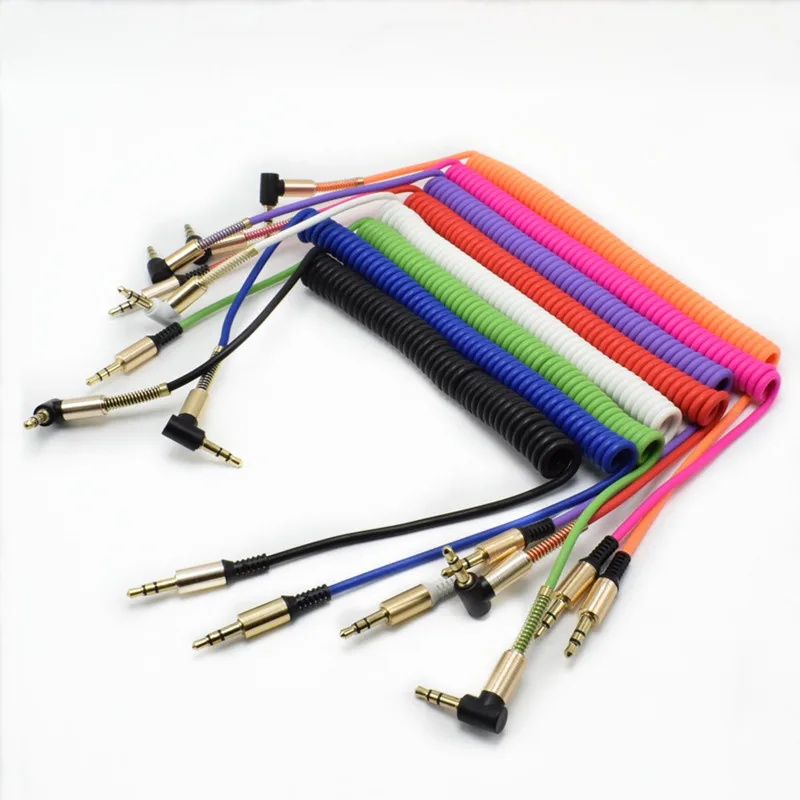 

3.5 Jack Aux Cable 3.5mm Car Spring Audio Cable 1.8M Gold Plated jack male to male speaker cables for Headphone Speaker