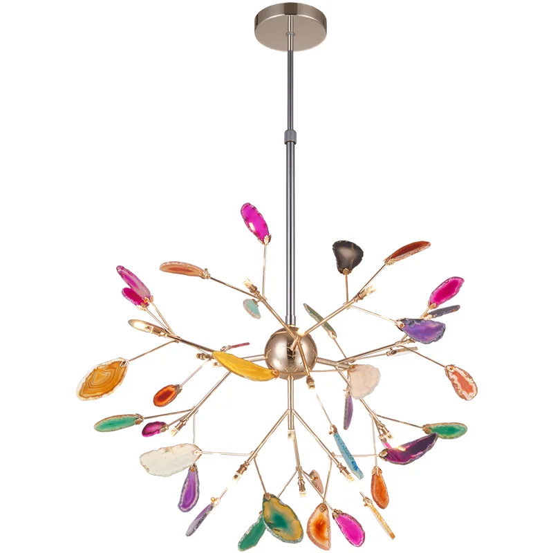 

Modern Decoration Led Chandelier Colorful Agate stone Firefly Led Chandelier Light Pendant G4 led bulb Lustre Luminaire Fixture