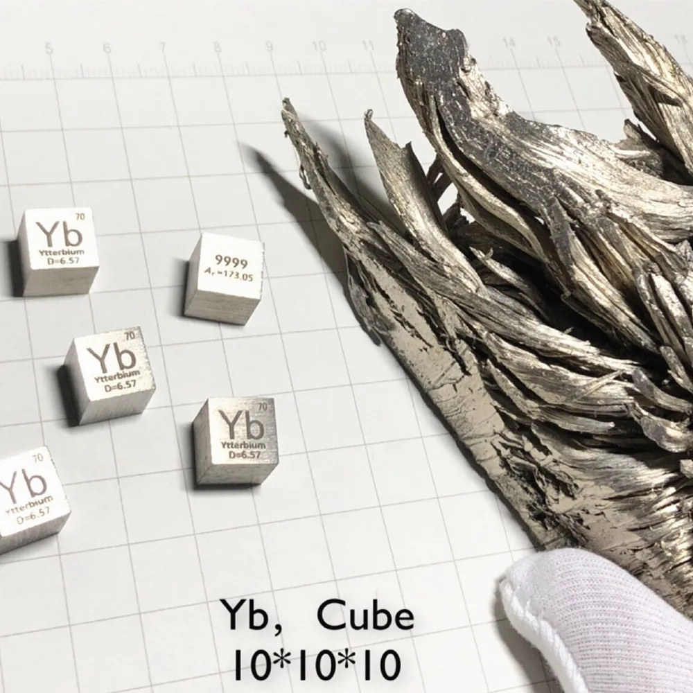 

Metal Ytterbium Cube for Element Collection Science Experiment High Purity 10x10x10mm Yb for Research and Development Teaching