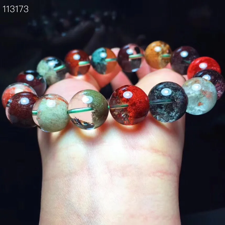 

14.2mm Natural Colorful Phantom Quartz Bracelet Round Beads For Women Lady Gift Gemstone Stretch Crystal Fashion Bracelets AAAAA