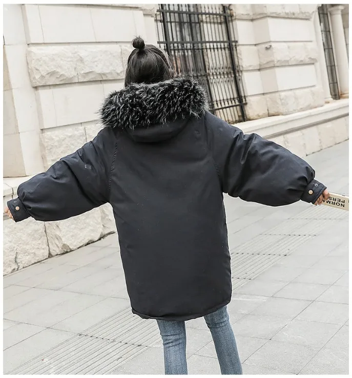 Fashion Thicken Women's Winter Long Coat With Fur Hooded Big Pockets Women Overcoat Oversize Warm Womens Parkas YT50147