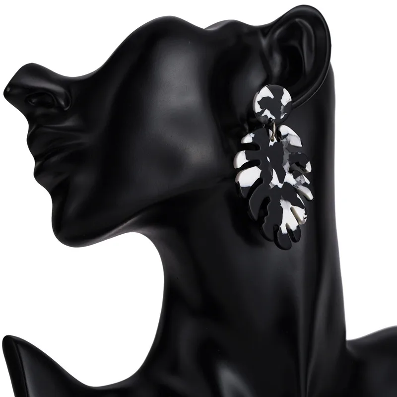 New Leaves Earrings For Women Fashion Personality Exaggerated Brown Acrylic Acetate Pendientes Drop Earrings Jewelry ET35 (2)