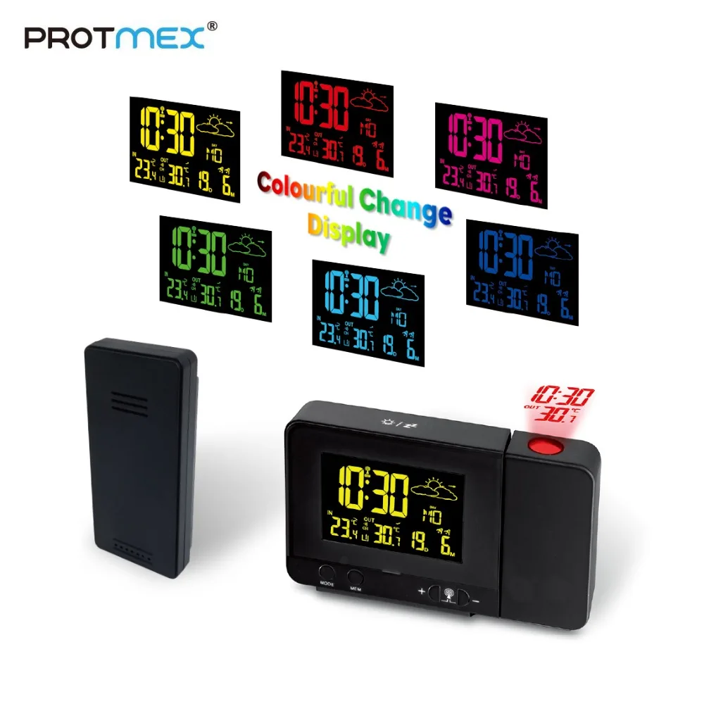 

Protmex Projection Alarm Clock, PT3531B Projector Multifunctional Led Digital Date Snooze Function Backlight Rotatable Wake Up