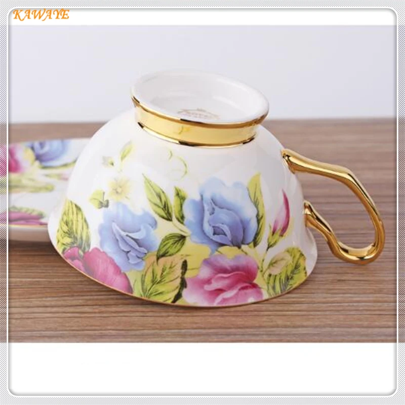 1 предмета кофейные чашки набор послеобеденный чай чашки дорожные поставки корейский цветок чашка Континентальный цветок чай подарок плоская чайная чашка 5ZDZ453