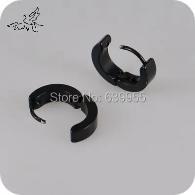 

12 Pairs Black Stainless Steel Hoop Clip Earring Stud Earrings Men Women Fashion Jewelry Wholesale