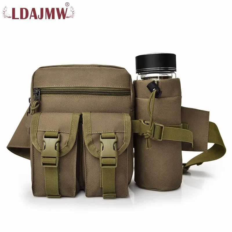 

Multi-function Canvas Riding Bag Water Bottle Pockets Travel Men Shoulder Bag Outdoor Lumbar Waist Submarine Fishing Bag Purse