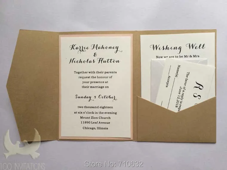 rustic pocket invitations vertical pocketfold wedding invitations
