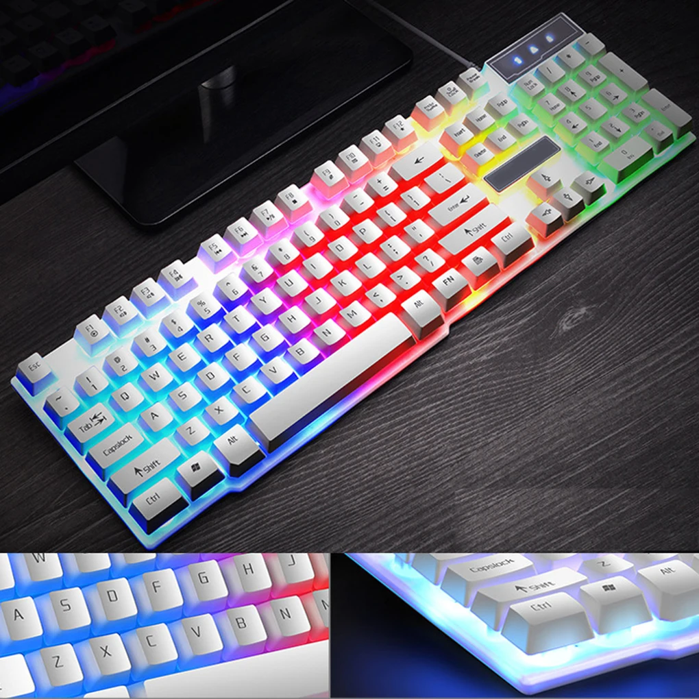 GX50 клавиатура 3 цвета/Радуга светодиодная подсветка USB проводной ПК настольный ноутбук компьютер профессиональная игровая клавиатура