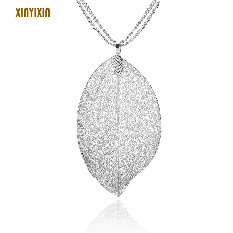 

XINYIXIN Leaf Pendants Necklace Rose Gold Silver Colour Multilayer Water-Wave Chain Women Neckalce Jewelry Accessories Wholesale