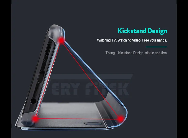For Samsung Galaxy S9 S8 Plus S7 S6 edge A8 2018 Case Luxury Flip Stand Clear View Mirror Phone Cover For iphone X 8 7 6s 6 plus (5)