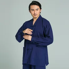 Китайский Винтаж Solid Linen Wing Chun Тан костюм Новые летние Для мужчин тай-чи кунг-фу набор плюс Размеры мужской v-образным вырезом Шао lin рубашка и брюки 3XL