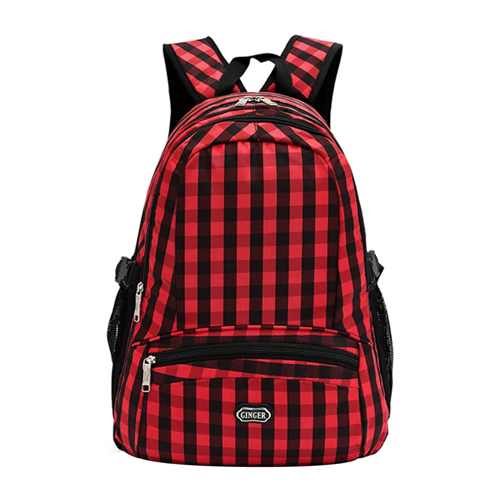 

Lattice Patern Preppy Style Canvas Backpack Casual Rucksack Laptop Bags Arcuate Leisure Men's Backpack Zipper Solid Canvas Back