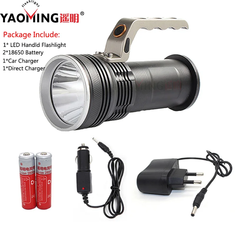 Handle Flashlight High Power Torch 10 W T6 LED Use Rechargeable 18650