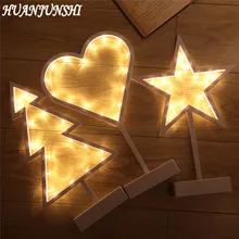 HUANJUNSHI звезды Рождественская елка сердце светодиодный ночник батарея привод настольная лампа теплая белая светодиодная лампа для уборной Luminaria