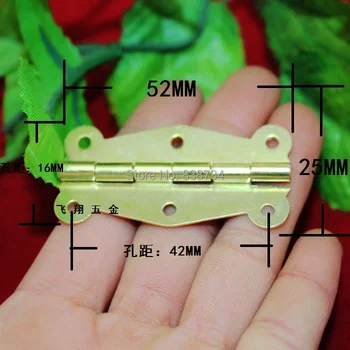 

50pcs 52*25mm yellow plated hinge wooden gift box hinge lace butterfly hinge 6 hole hinge 180 degree bar hinge