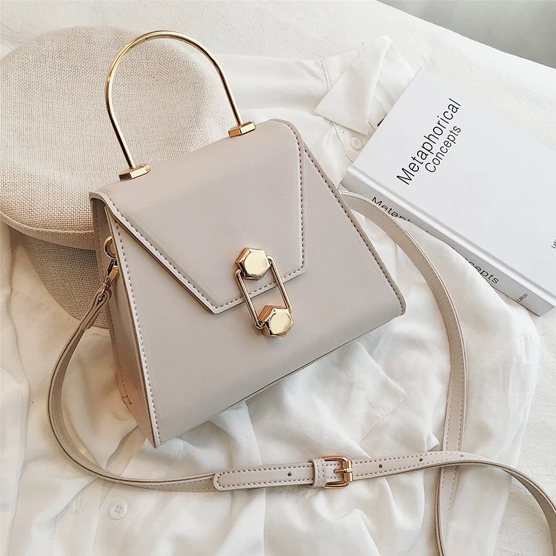 Goede Elegant Lady Metal Tote Tas 2019 Zomer Nieuwe Hoge Kwaliteit PU Leer vrouwen Luxe Designer Handtas Lock Schouder Messenger tassen