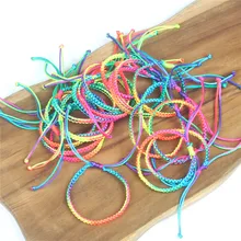 Brazalete JOYE Aliexpress amistad Arco Iris colgante neón colores Neon pulseras tejidas a mano trenzado colgante de pulsera brazalete