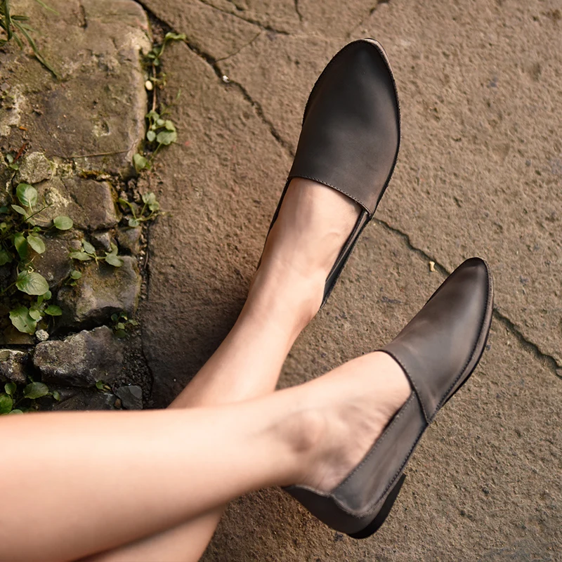 

Artmu Fashion Boat Shoes Soft Soles Genuine Leather Casual Flats Mother Shoes Handmade Women Shoes Loafters sapatos femininos