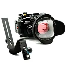 Meikon 40m/130ft for Sony A6000 (16-50) Underwater Camera Housing + wide angle dome port lens + 67mm Red Diving filter