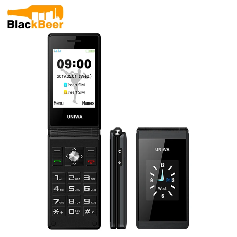 UNIWA X28 X18 2 8 дюймов телефон раскладушка двойной Экран слот для sim карты 2G старший