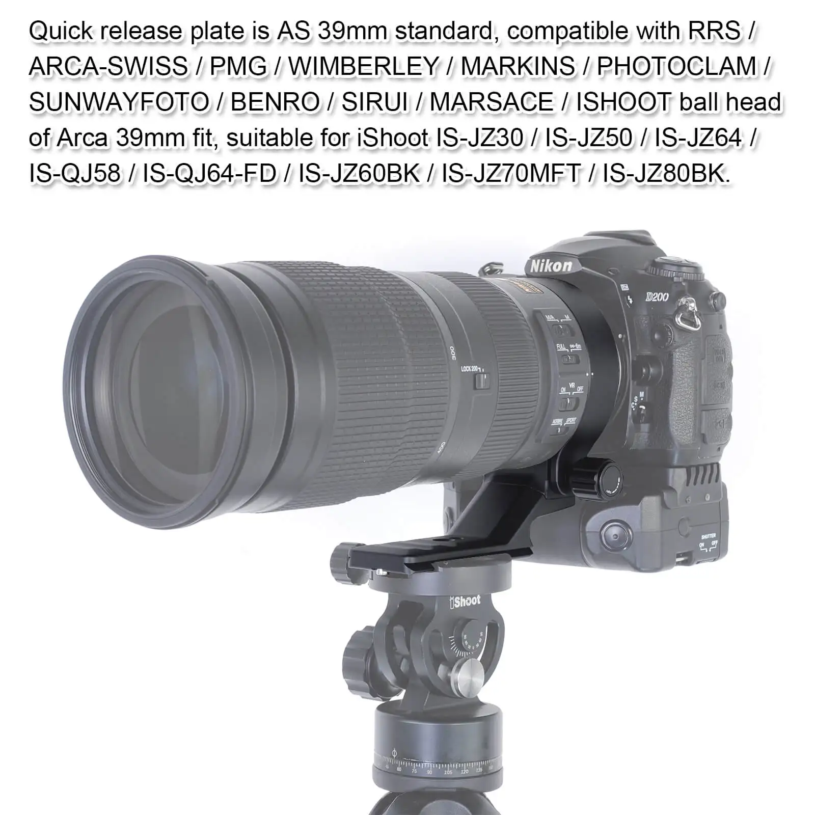 Lens Collar Support Tripod Mount Ring for Nikon AF-S 200-500mm F5.6E ED VR Lens Bottom is Arca-Swiss Fit Quick Release Plate