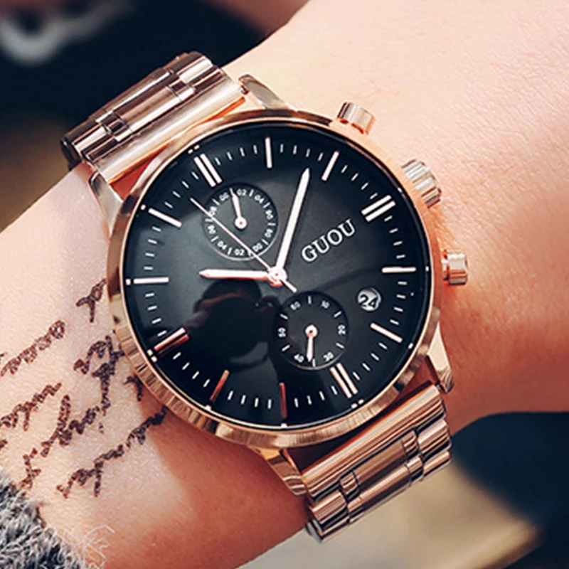 

GUOU Hong Kong Brand,Japanese original movement core Hardlex Titanium Alloy case best quality and performance symbol of status