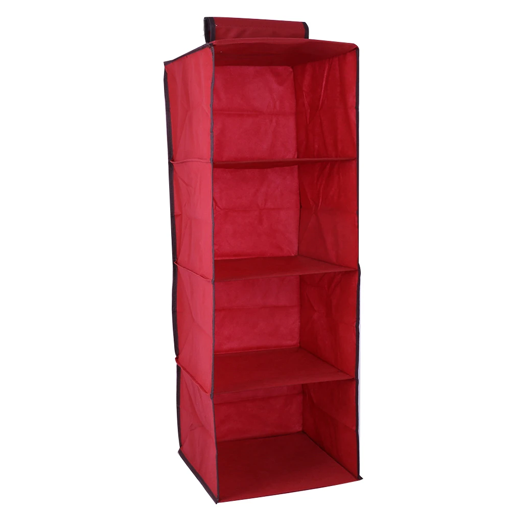 Шкаф, висячая сумка для хранения, межслойный ящик, Тип вешалки для одежды, держатель, портативный органайзер, подвесной органайзер для шкафа - Цвет: Красный
