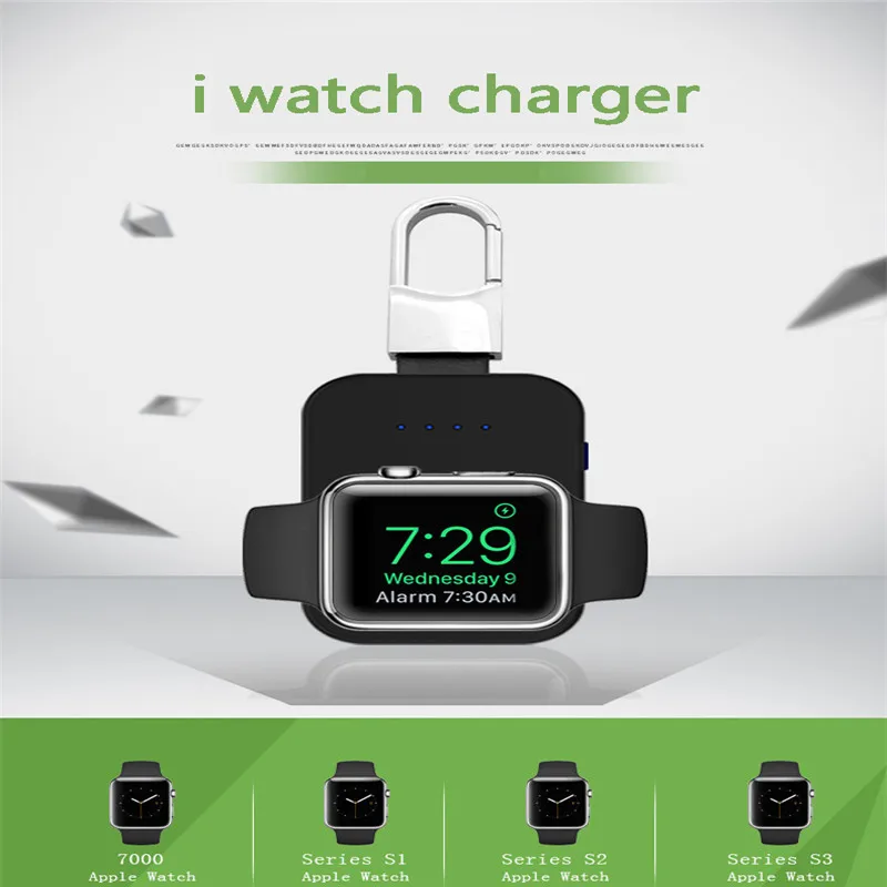 

QI Wireless Charger Power Bank for iWatch 1 2 3 4 Portable Mini Wireless Charger External Battery Pack KeyChain for Apple Watch
