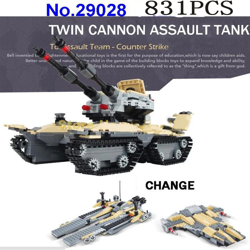 Legoed city Lepins War Military Army Double gun tank Swat 2 in 1Building Block Bricks Counter Strike Toys LegoING Model kit gift
