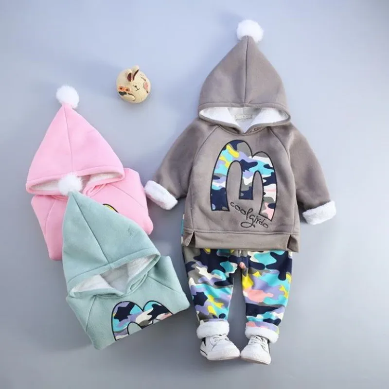 

Children's Clothing Sets Boy Girl Clothing Fashion Spring Autumn Winter Toddler Camouflage Fleece Hooded Boy Clothes Outfit Wear