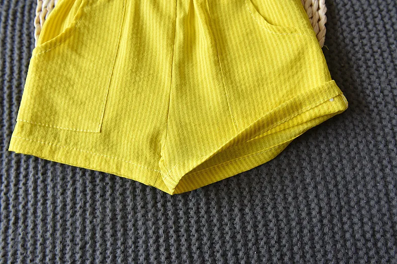 Humor Bear/Новинка года, летний комплект одежды для девочек футболка с короткими рукавами на бретельках с вышитыми цветами+ шорты комплект из 2 предметов, одежда для маленьких девочек