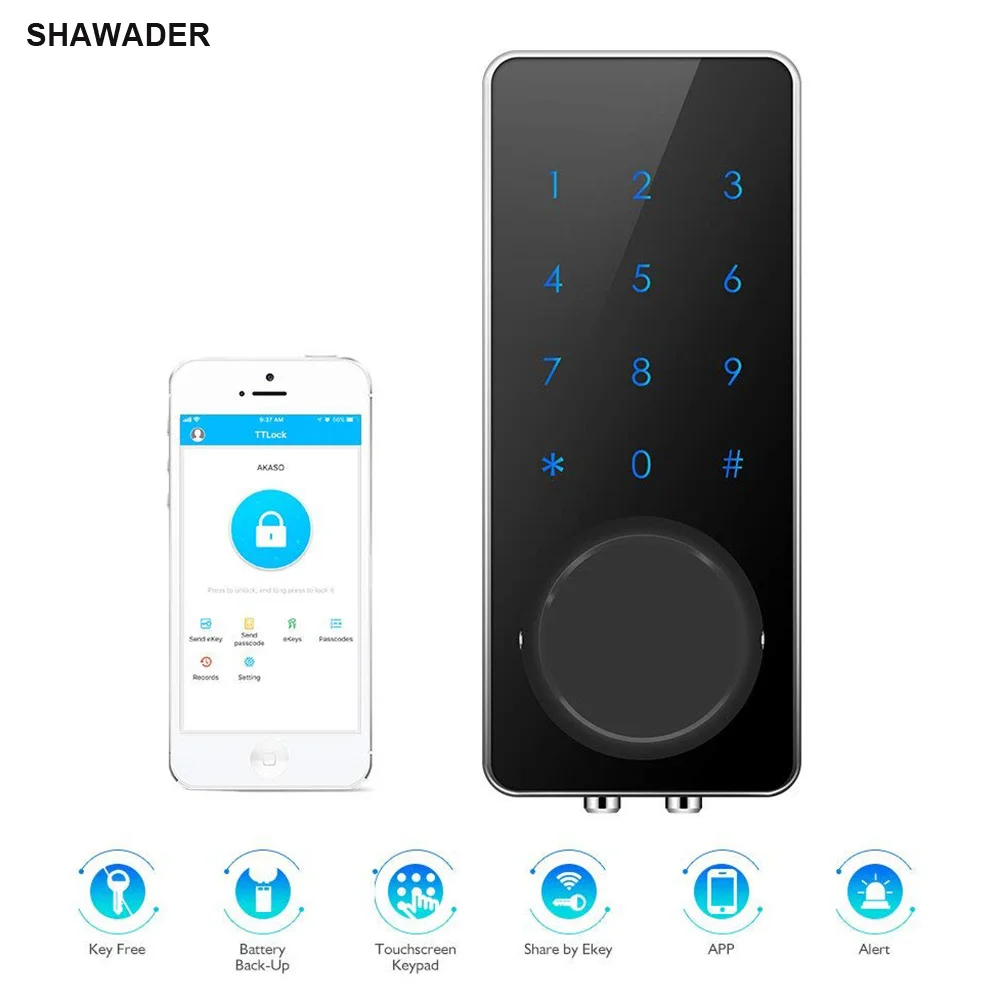 

Smart Lock Electronic Door Lock APP Remote Code Touch Screen Keypad Deadbolt Entrance Digital with Key for Home Hotels Apartment