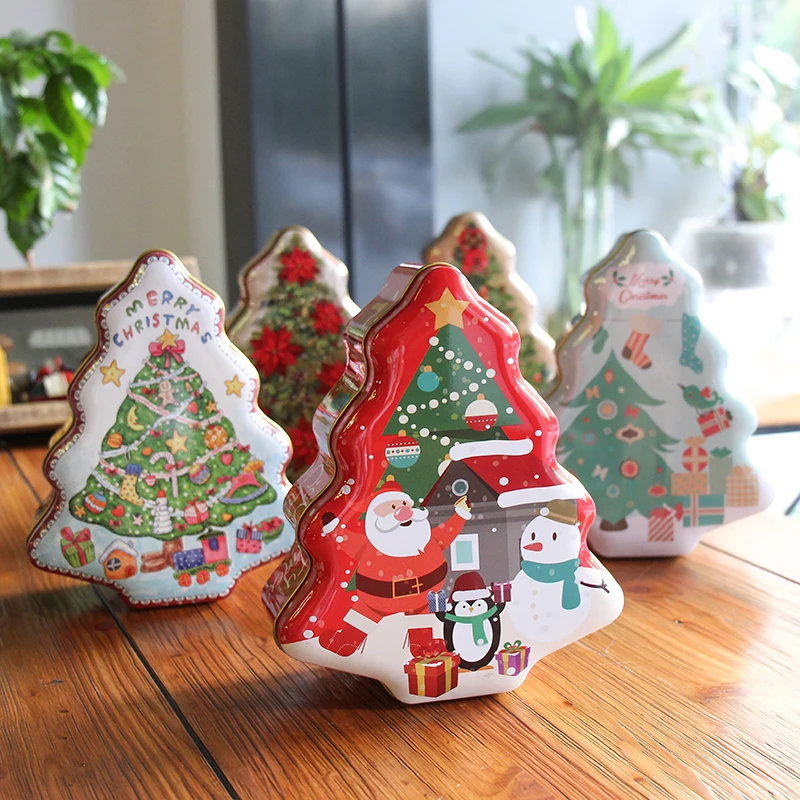 

Xmas Tree Shape Tin Box 18x15x6.5cm Christmas Decorations Candy Packing Box Gift Box Cookies Storage Box Christmas Gift for Kids