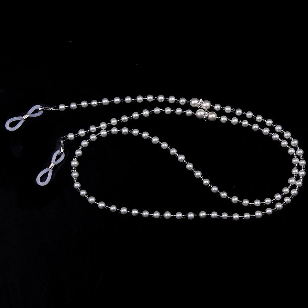 

White Pearl Beaded Eyeglass Cord Reading Glasses Eyewear Spectacles Chain Holder