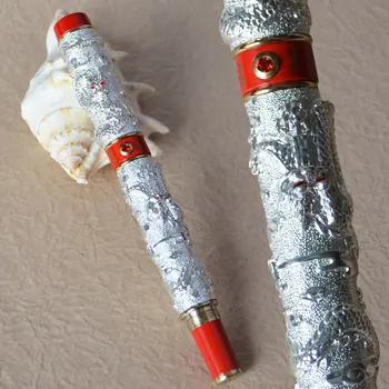 

ROLLER BALL PEN JINHAO WHITE AND RED TWO DRAGON PLAY PEARL CRYSTAL BUSINESS BEST GIFT OFFICE STAIONERY COLLECTION