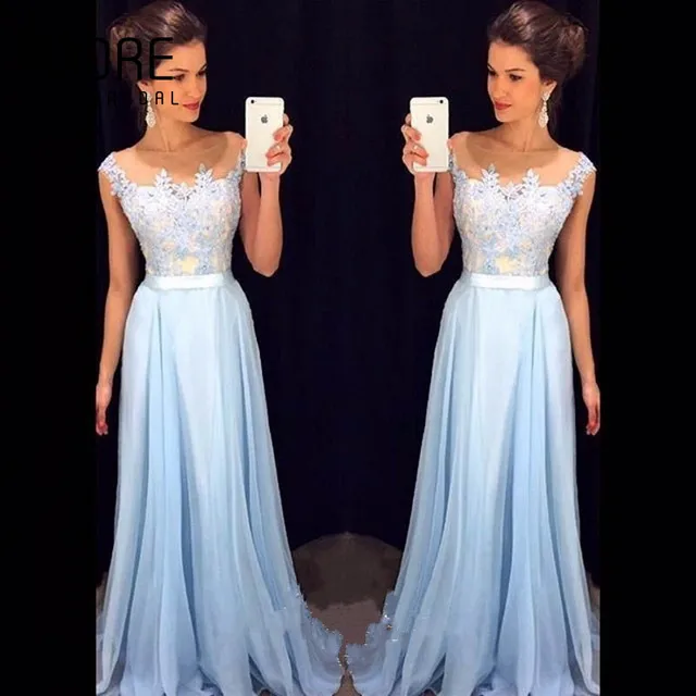 vestido festa azul bebe longo