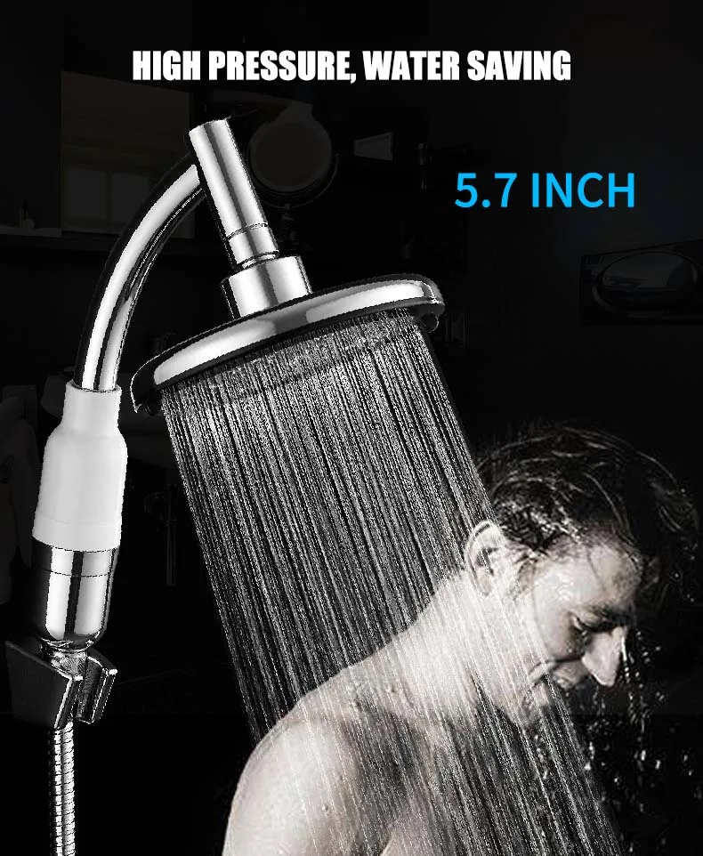 

5.7inch big high pressure bathroom hand shower head Negative ion Ceramic filter element Double filtration Rain shower ShinTong