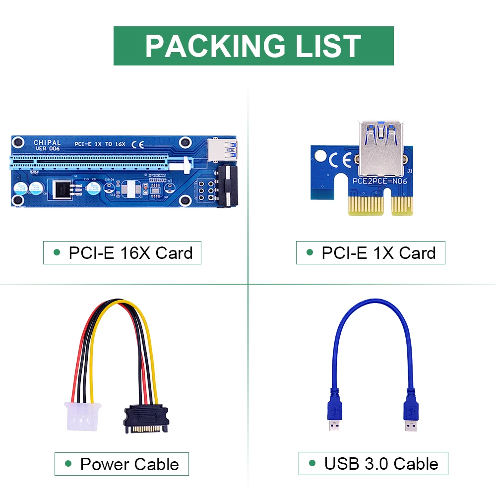 CHIPAL стабилизатор напряжения 006 PCI E 1X к 16X переходная карта 30 см USB 3 0 кабель 4Pin SATA