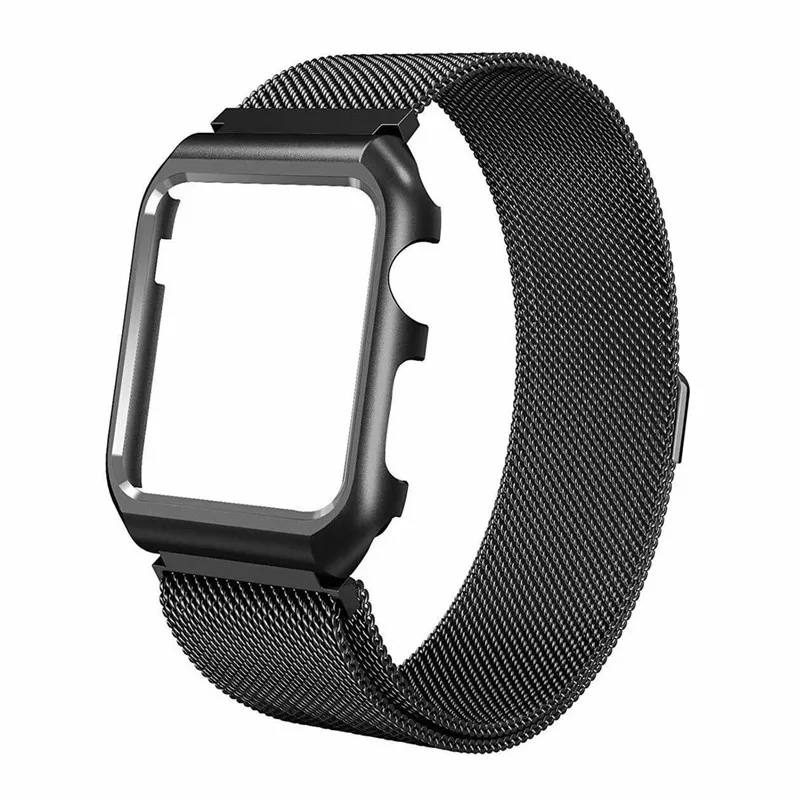 Milanese Loop часы браслет ремень с металлический корпус 38 мм 42 мм для Apple Watch iWatch серии 1/2/3 ремешок - Цвет ремешка: Black