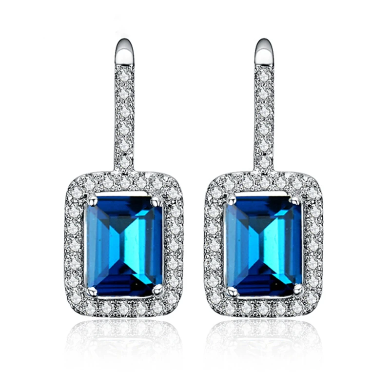 

Elegant AAA Impregnated Navy Blue Zircon White Crystal 925 Sterling Silver Dangle Earring For Women M03-ER0742