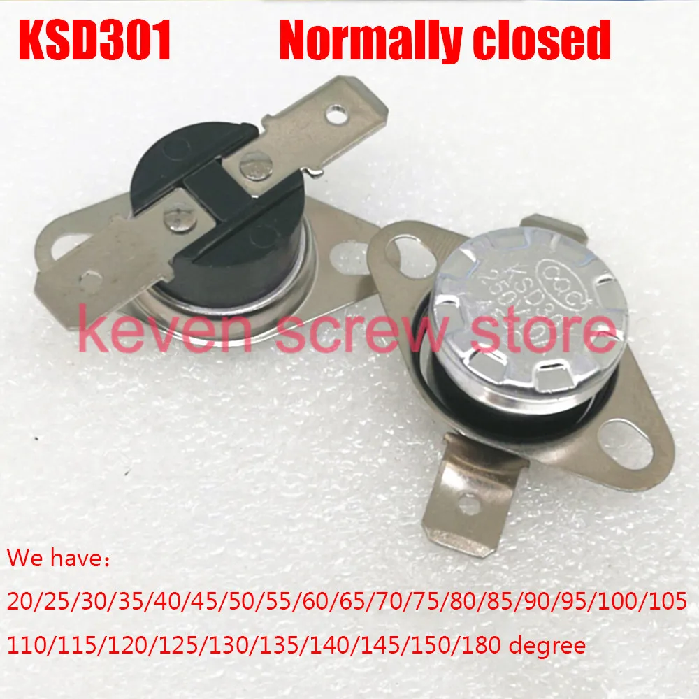 1pcs/lots KSD301 250V 10A Normally Closed NC Thermostat Temperature