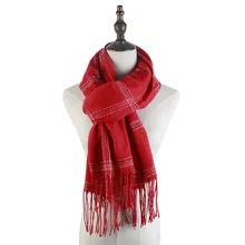 plaid scarf cashmere winter wool scarves shawls wraps acrylic women neck scarf bufanda mujer pashmina cape wraps fringe newest