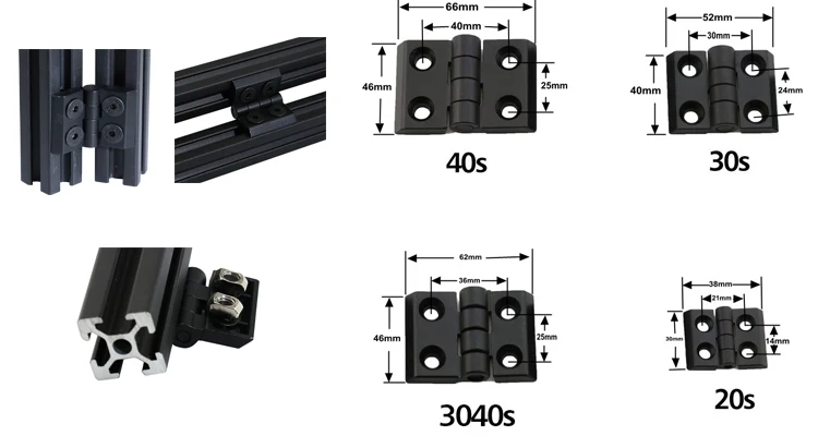 Дверная рама черный металлическая петля для T слот Алюминий профиля 2020 3030 Серии 4040
