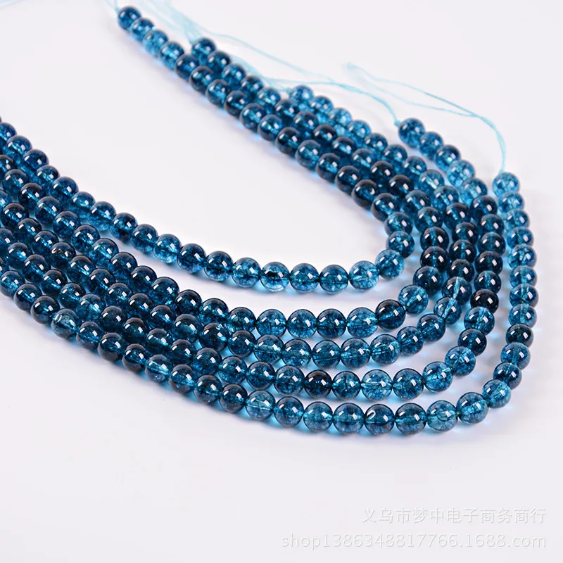 

Crackle 6mm 8mm 10mm 12mm Round Blue Clear Quartz Natural White Crystal Dye Loose Gems Stone Bead Strand Wholesale Natural Stone