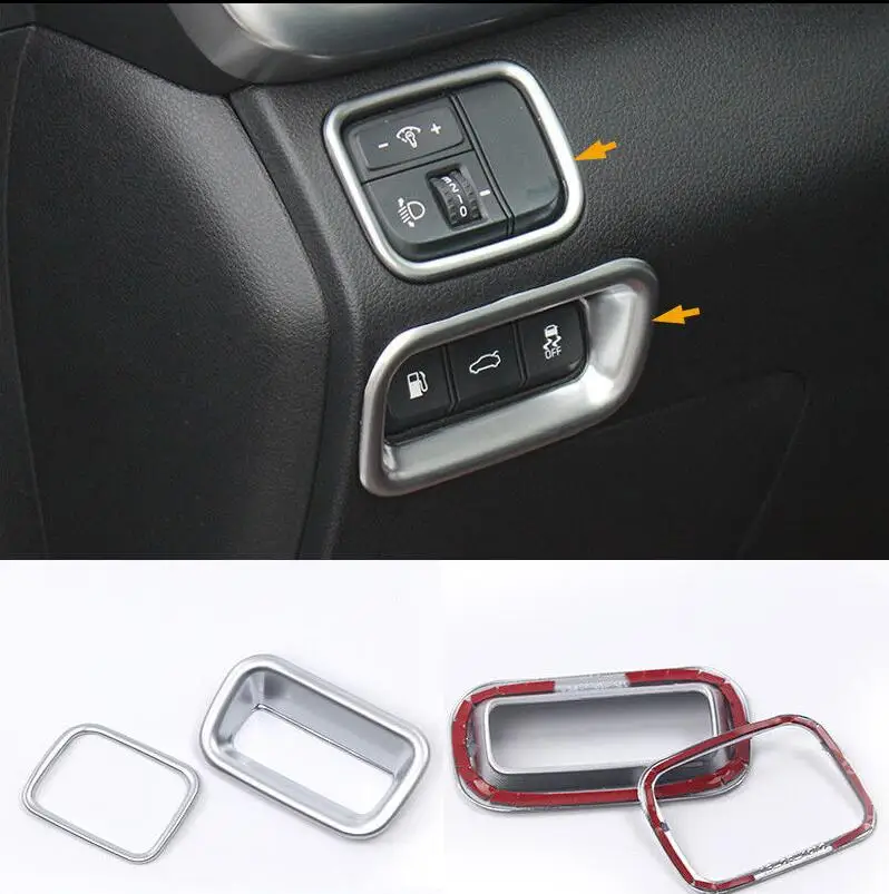 Chromed ABS Plastic 2PCS Head Light + Rear Trunk Switch Button Trim For