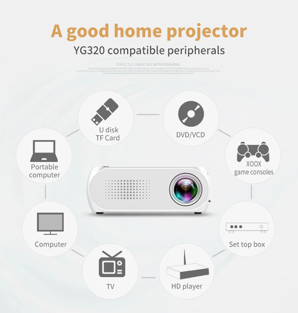 YG-320 Portable Home Mini HDMI USB LED 1080P Projector