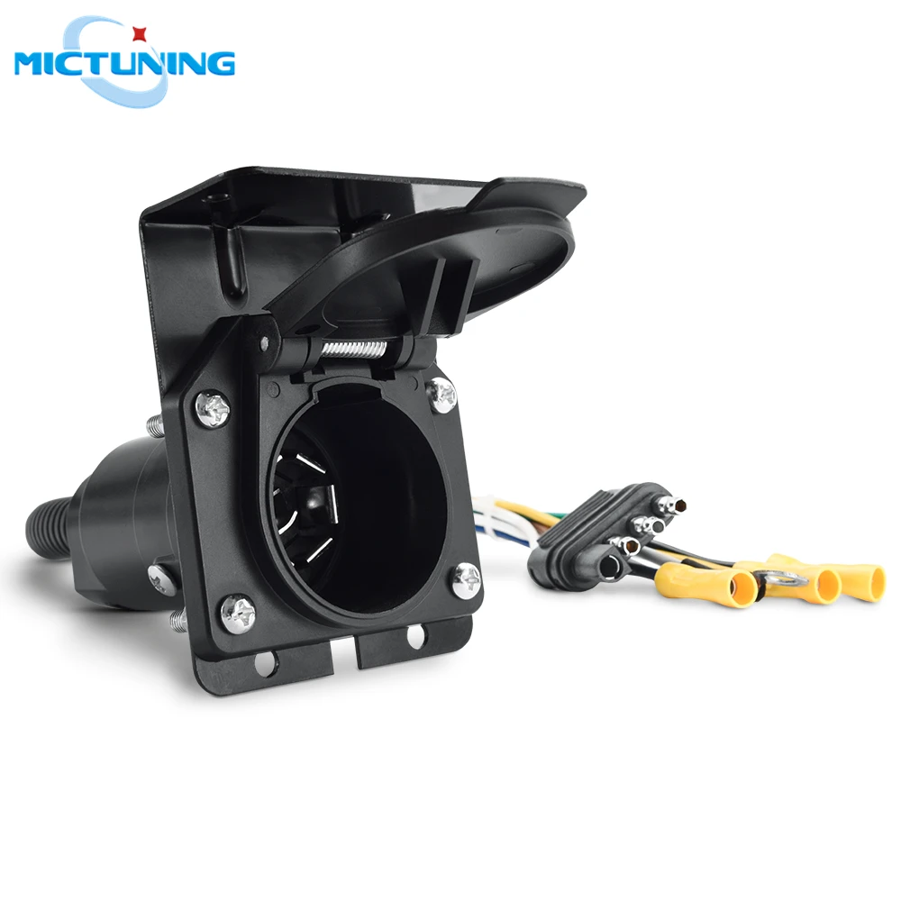

MICTUNING 4-Way Flat to 7-Way Round Blade Trailer Adapter Plug Electrical Connector Converter for Boat RV Truck Camper Carrier