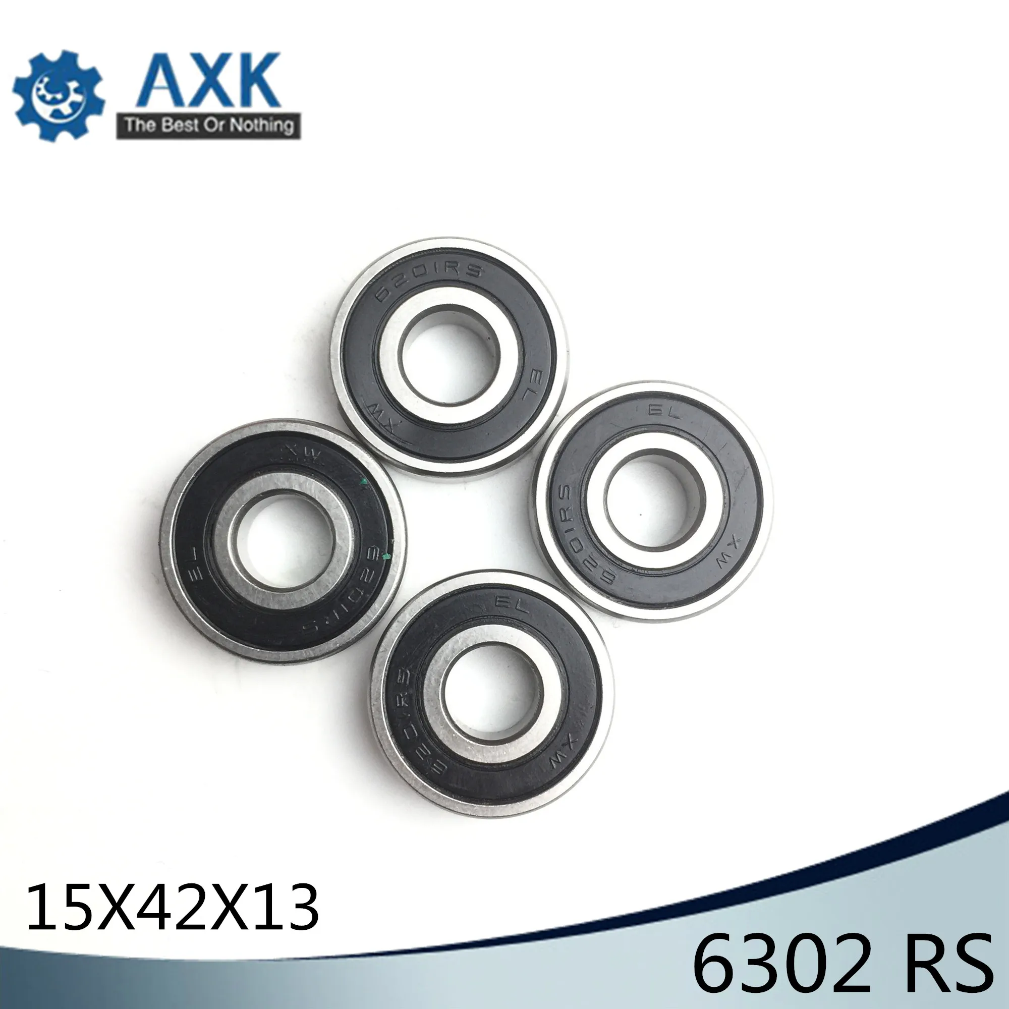 

6302RS Bearing ABEC-3 (4 PCS) 15*42*13 mm Deep Groove 6302-2RS Ball Bearings 6302RZ 180302 RZ RS 6302 2RS EMQ Quality