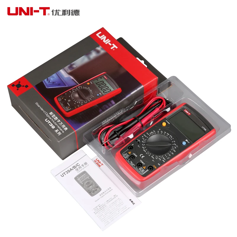 

UNI-T UT39A+ Digital Multimeter Auto Range Tester Upgraded from UT39A AC DC V/A Ohm /Temp /Frequency/HFE Test